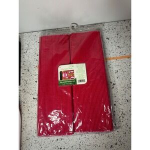 Home Essentials Red pink Ribbed Placemat Napkin Set 4 Pc Dining Table Decor‎